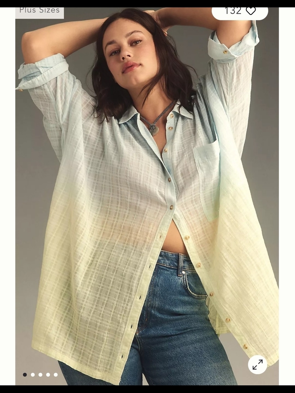 Pilcro Textured Boxy Buttondown Shirt Anthropologie Medium